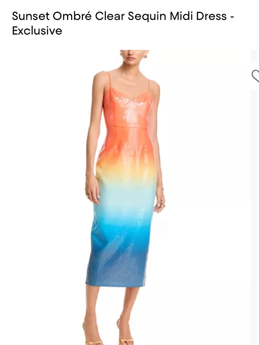 Aqua Sunset Ombré Sequin Midi Dress - Orange, Yellow, Blue